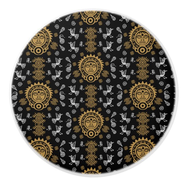 Mexican Aztec Art Home Decor Ceramic Knob (Front)