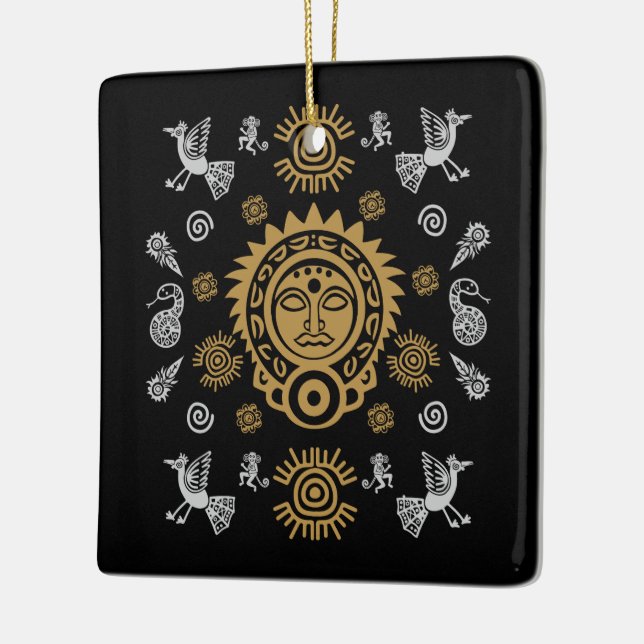 Mexican Aztec Art Home Decor Ceramic Ornament (Left)