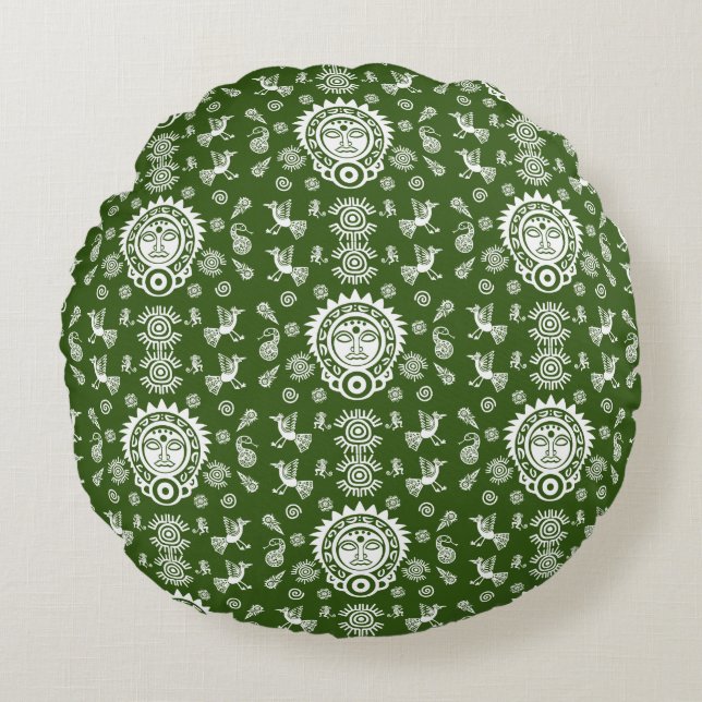 Mexican Aztec Art Home Decor Round Cushion (Front)