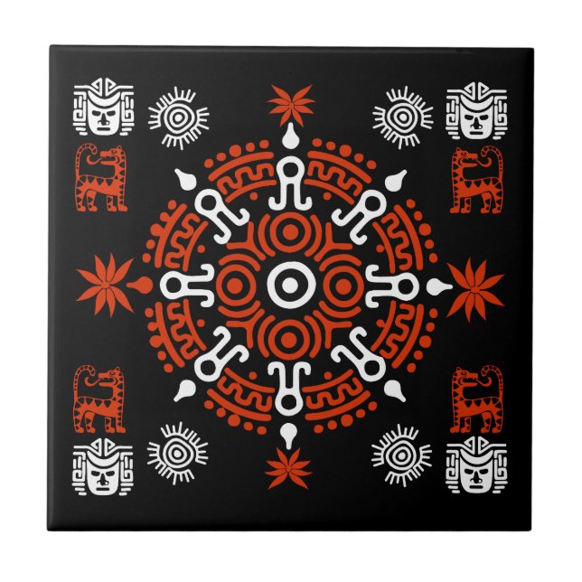 Mexican Aztec Art Home Decor Tile (Front)