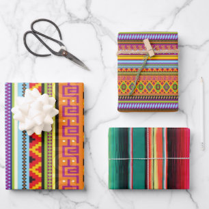 Mexican Aztec Boho Geometric Wrapping Paper Sheet