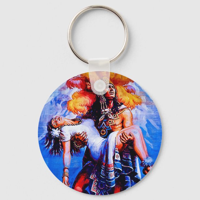 Mexican Aztec Legend Iztaccihuatl Popocatepetl Key Ring (Front)
