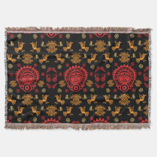 Mexican Aztec Pattern Print Throw Blanket