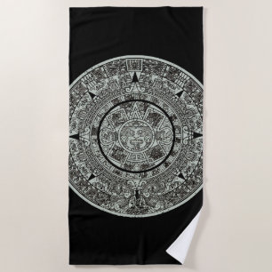 Mexican Aztec Sun Stone Mayan Calendar 1 Beach Towel