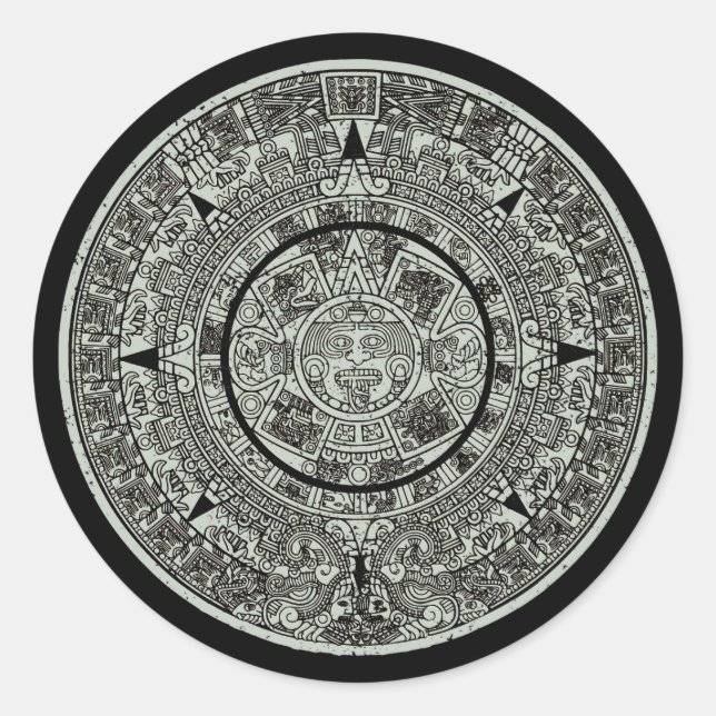 Mexican Aztec Sun Stone Mayan Calendar 1 Classic Round Sticker (Front)