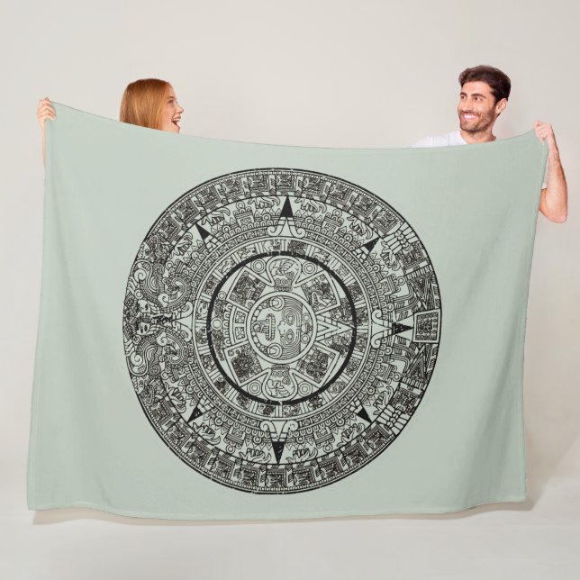 Mexican Aztec Sun Stone Mayan Calendar 1 Fleece Blanket (In Situ)