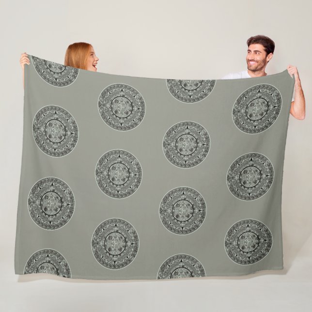 Mexican Aztec Sun Stone Mayan Calendar 1 Fleece Blanket (In Situ)