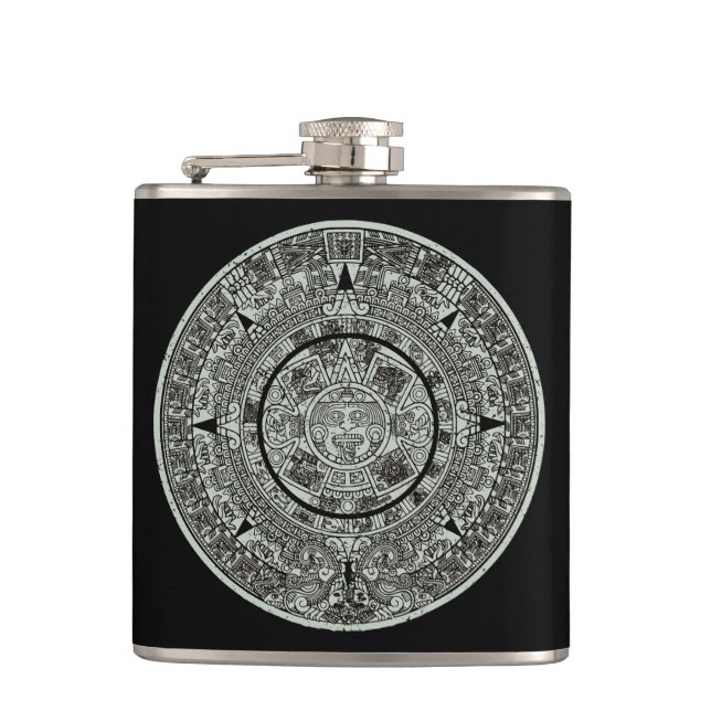 Mexican Aztec Sun Stone Mayan Calendar 1 Hip Flask (Front)