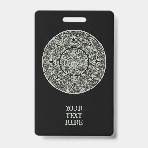 Mexican Aztec Sun Stone Mayan Calendar 1 ID Badge