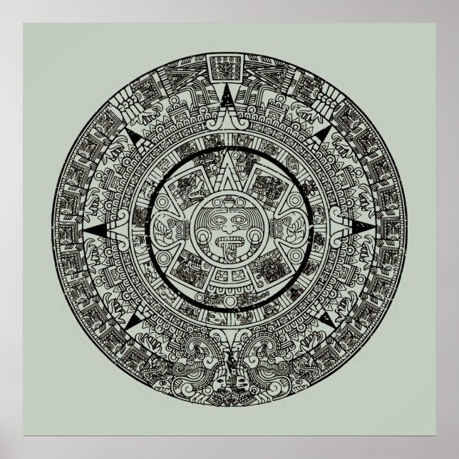 Mexican Aztec Sun Stone Mayan Calendar 1 Poster (Front)