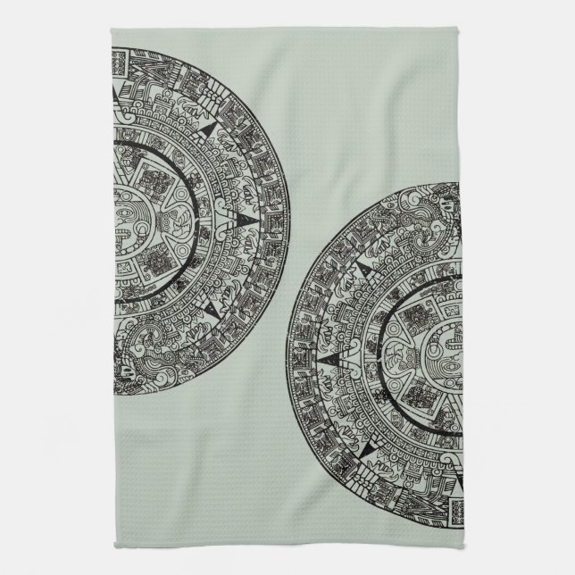 Mexican Aztec Sun Stone Mayan Calendar 1 Tea Towel (Vertical)