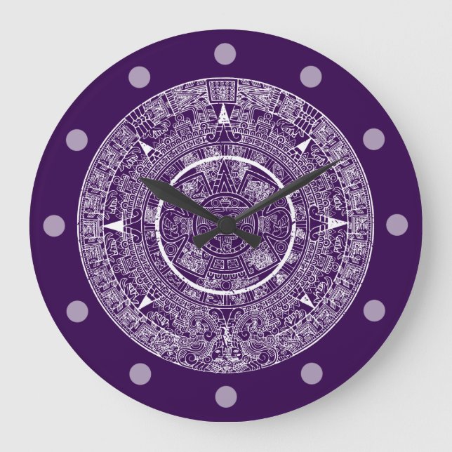 Mexican Aztec Sun Stone Mayan Calendar 3 Large Clock (Front)