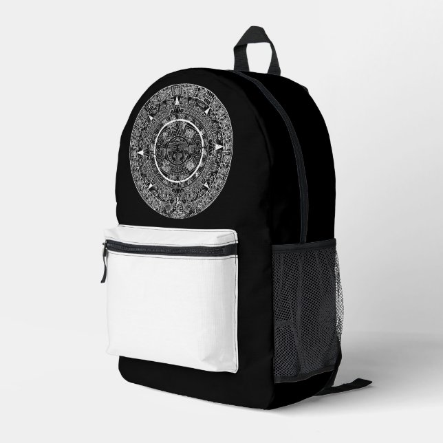 Mexican Aztec Sun Stone Mayan Calendar 3 Printed Backpack (Back Corner Right)