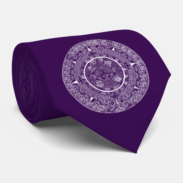 Mexican Aztec Sun Stone Mayan Calendar 3 Tie (Rolled)