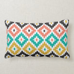 Mexican Aztec Tribal Print Ikat Diamond Pattern Lumbar Cushion<br><div class="desc">Cool trendy colourful modern tribal print Ikat pattern with pixel zigzag diamonds in traditional Mexican colours of blue,  pink,  yellow and black. Customise it by adding photos and/or text to create your own unique design!</div>