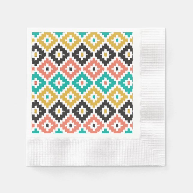 Mexican Aztec Tribal Print Ikat Diamond Pattern Napkin (Front)