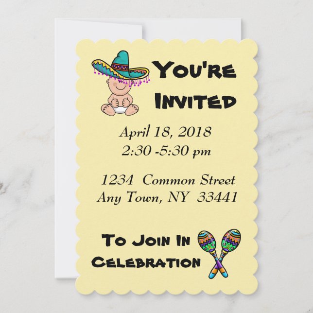 Mexican Baby Shower Invitation to Customise (Front)