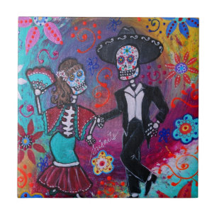 Mexican Bailar Mariachi Dancing Couple by prisarts Tile