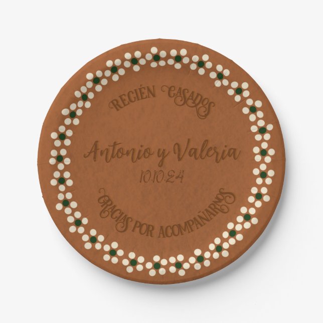 Mexican Barro Inspired Wedding Fiesta Paper Plates (Front)