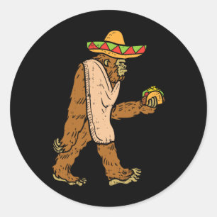Mexican Bigfoot Sombrero Taco El Squatcho Fun Cinc Classic Round Sticker
