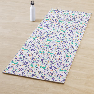 Mexican Bird Tile Folk Art Pattern Yoga Mat