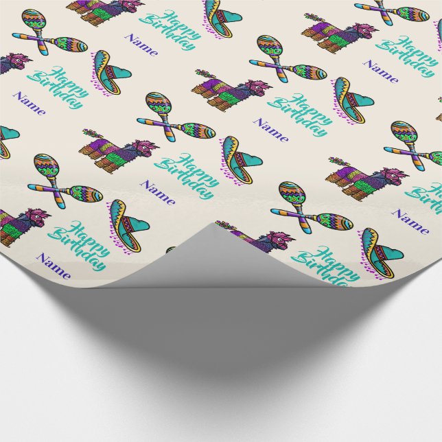 Mexican Birthday or Fiesta Gift Wrap Personalise (Corner)