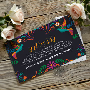 Mexican Black Colourful Floral Nuestra Boda Weddin Enclosure Card