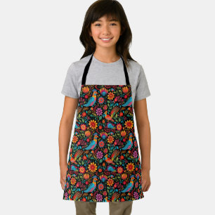 Mexican black floral  apron