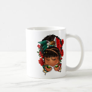 Mexican Black Woman Messy Bun Cinco De Mayo Fiesta Coffee Mug