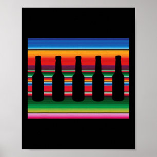 Mexican Blanket Beer T Shirt Serape Funny Beer Shi Poster