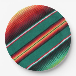 Mexican Blanket Colorful Stripe  Paper Plate