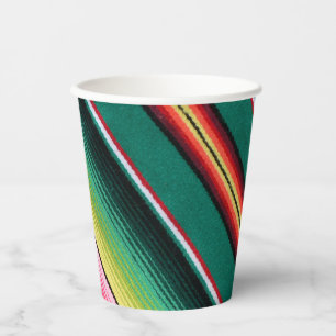 Mexican Blanket Colorful Stripe  Paper Plates Cups