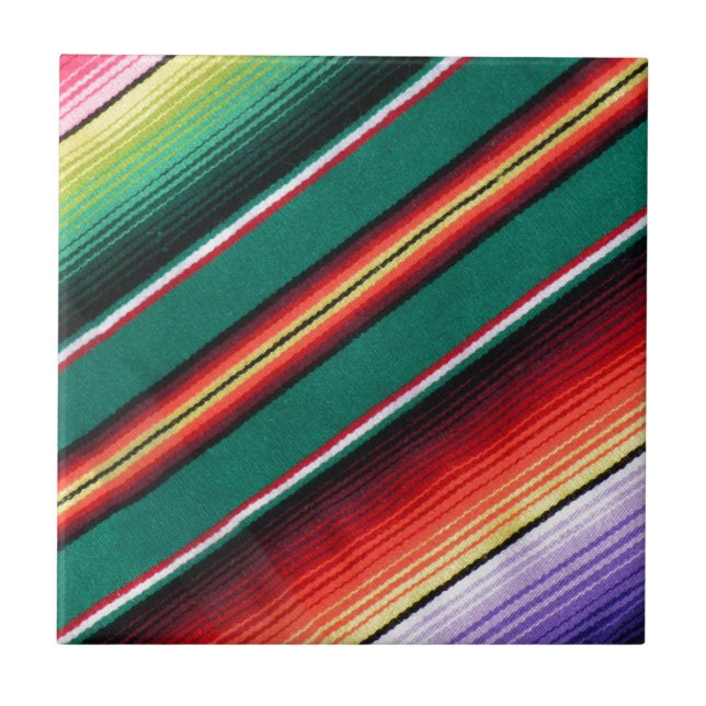 Mexican Blanket Colourful Stripe Southwestern Tile (Front)