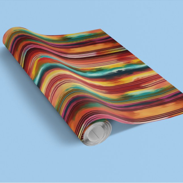 Mexican Blanket Fiesta Stripe Watercolor Sarape Wrapping Paper (Creator Uploaded)