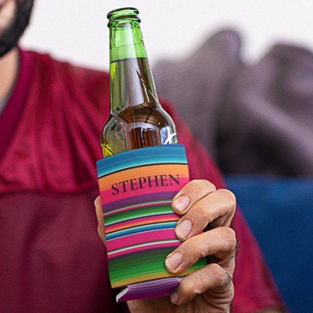 Mexican Blanket Fiesta Stripes Colourful Custom Can Cooler (Creator Uploaded)