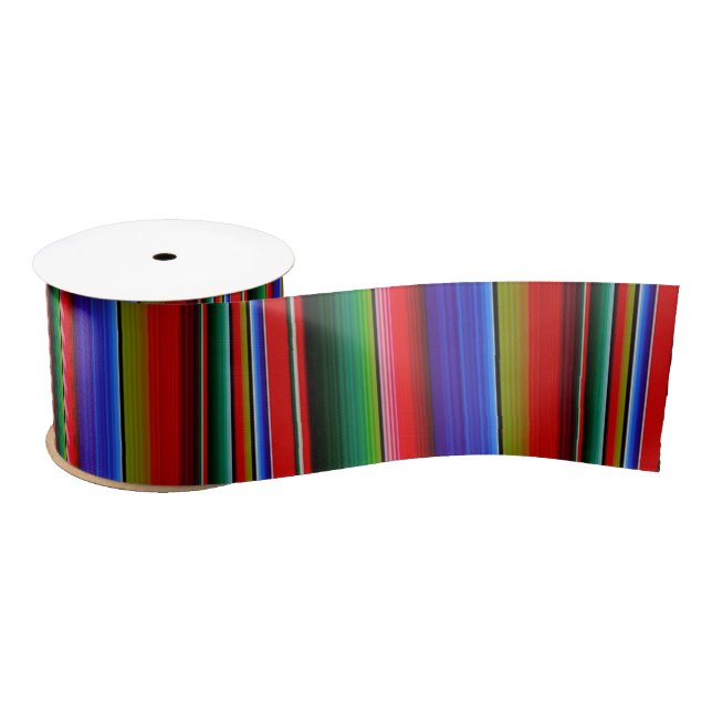 Mexican Blanket Fiesta Stripes Serape Traditional Satin Ribbon (Spool)