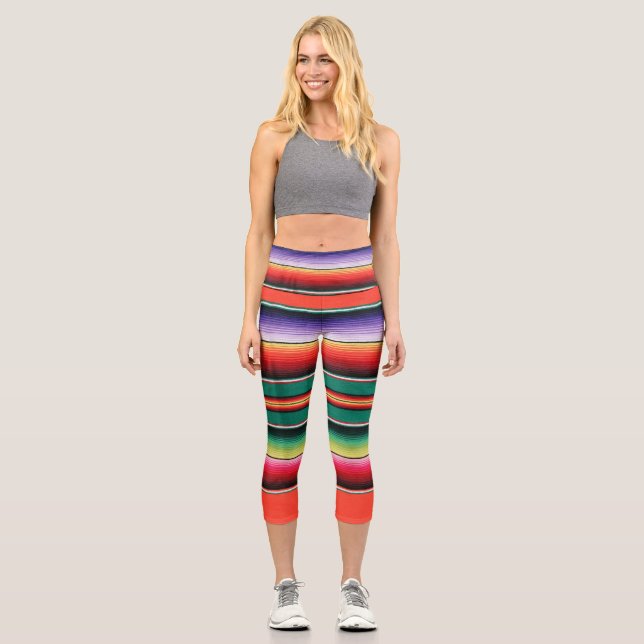 Mexican blanket print capri leggings (Front)