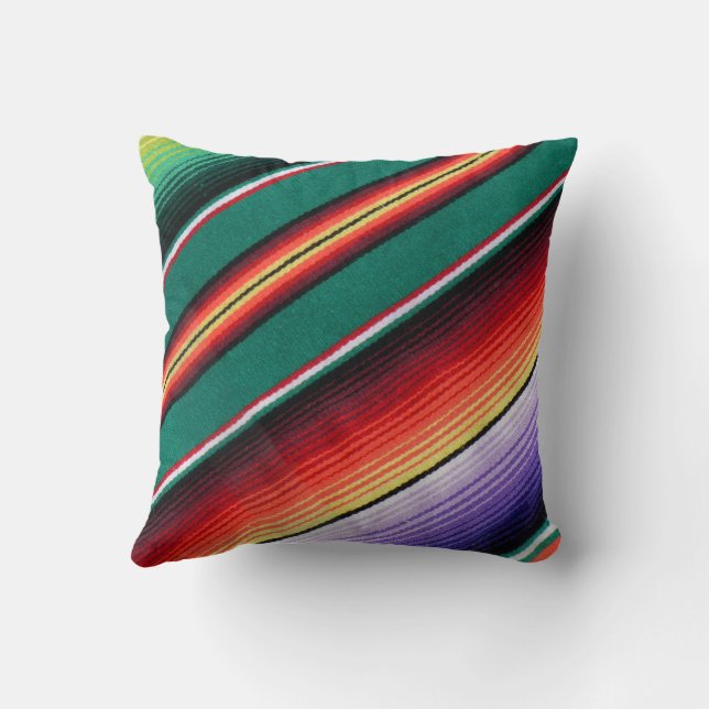 Mexican blanket print  diagonal stripe cushion (Back)
