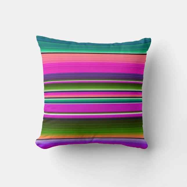 Mexican Blanket Stripes Colourful Rainbow Sarape Cushion (Front)
