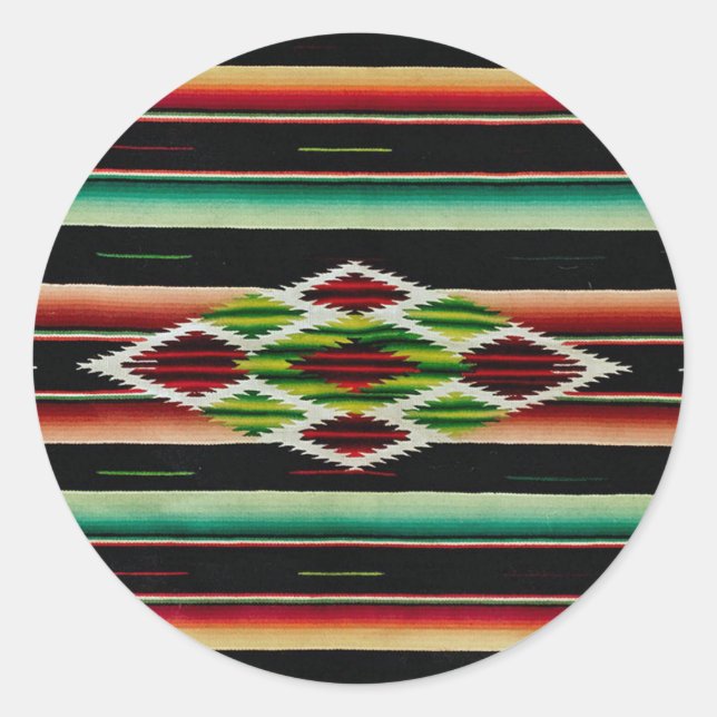 Mexican Blanket Traditional Spanish Fiesta Serape Classic Round Sticker (Front)