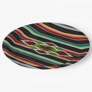Mexican Blanket Traditional Spanish Fiesta Serape Paper Plate
