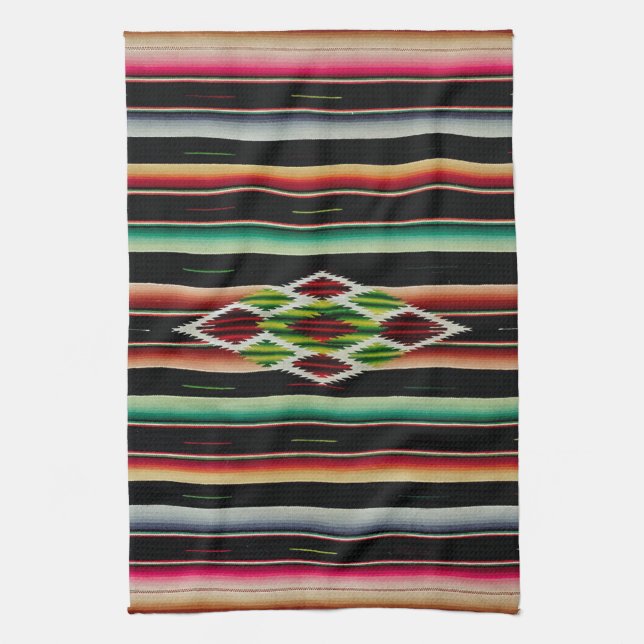 Mexican Blanket Traditional Spanish Fiesta Serape Tea Towel (Vertical)
