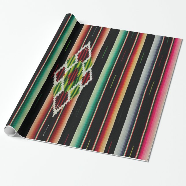 Mexican Blanket Traditional Spanish Fiesta Serape Wrapping Paper (Unrolled)