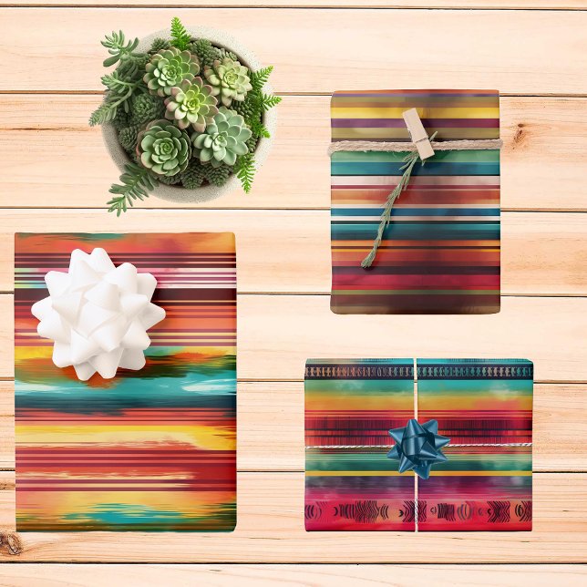 Mexican Blanket Watercolor serape  Wrapping Paper Sheet (Creator Uploaded)