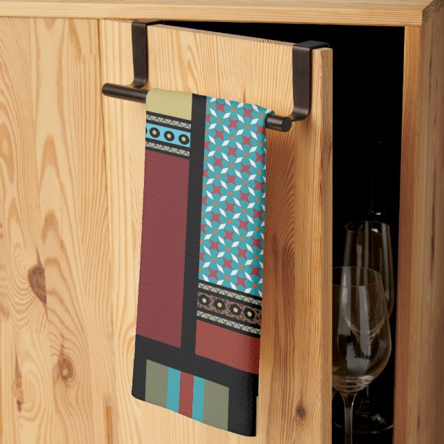 Mexican Block Stripe Pattern 1 Tea Towel (Thirds Fold)