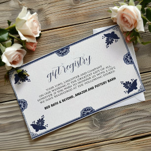 Mexican Blue Floral Otomi Simple Fiesta Wedding Enclosure Card