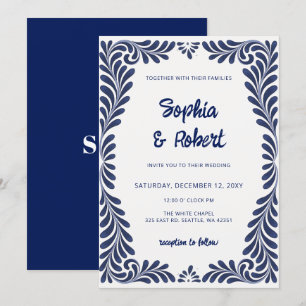 Mexican Blue Talavera Tiles Wedding Invitation
