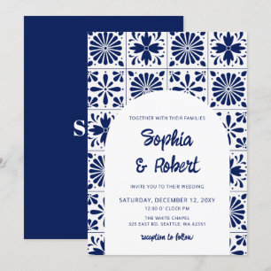 Mexican Blue Talavera Tiles Wedding Invitation