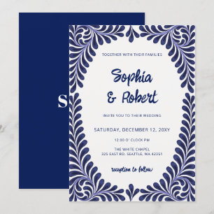 Mexican Blue Talavera Tiles Wedding Invitation