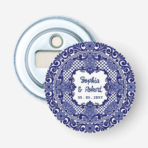 Mexican Blue Talavera Wedding Bottle Opener